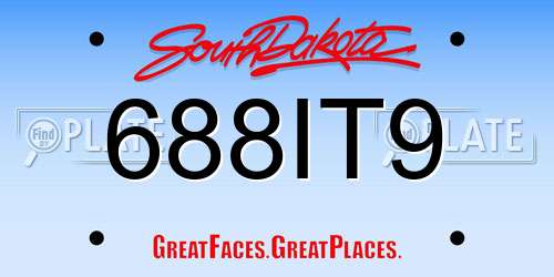 688IT9 South Dakota License Plate