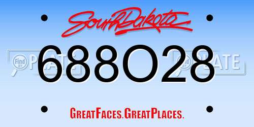 688O28 South Dakota License Plate