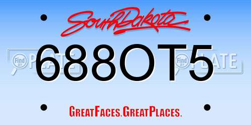 688OT5 South Dakota License Plate