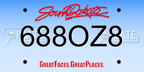 688OZ8 South Dakota License Plate
