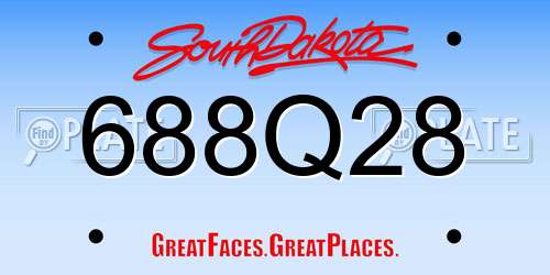 688Q28 South Dakota License Plate