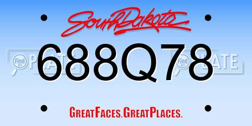 688Q78 South Dakota License Plate