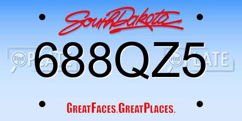 688QZ5 South Dakota License Plate