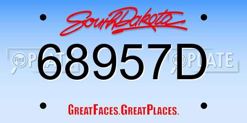 68957D South Dakota License Plate