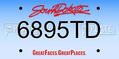 6895TD South Dakota License Plate