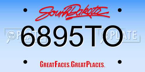 6895TO South Dakota License Plate