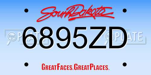 6895ZD South Dakota License Plate