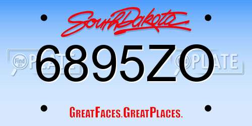 6895ZO South Dakota License Plate