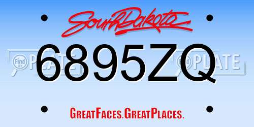 6895ZQ South Dakota License Plate