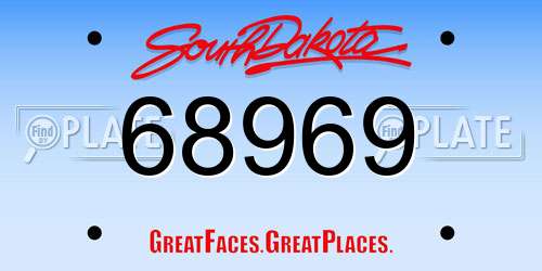 68969 South Dakota License Plate
