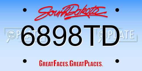 6898TD South Dakota License Plate