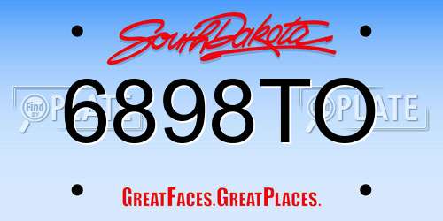 6898TO South Dakota License Plate