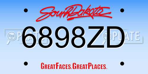 6898ZD South Dakota License Plate