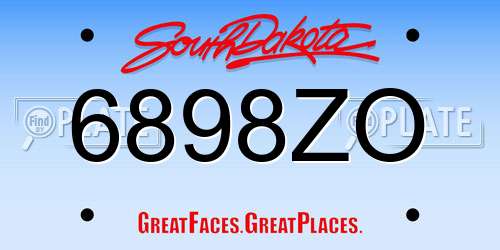 6898ZO South Dakota License Plate