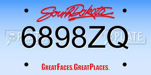 6898ZQ South Dakota License Plate