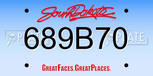 689B70 South Dakota License Plate