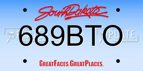 689BTO South Dakota License Plate