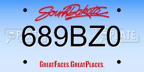 689BZ0 South Dakota License Plate