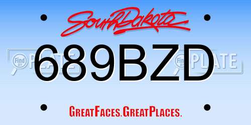 689BZD South Dakota License Plate