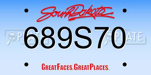689S70 South Dakota License Plate