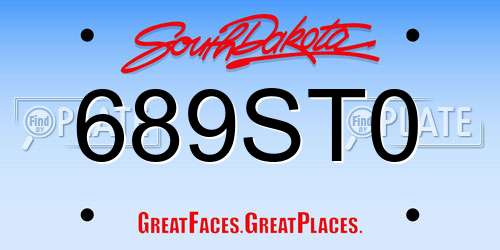 689ST0 South Dakota License Plate