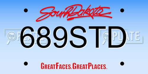 689STD South Dakota License Plate