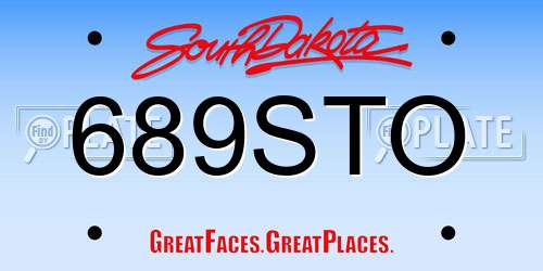689STO South Dakota License Plate