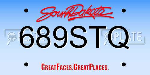 689STQ South Dakota License Plate