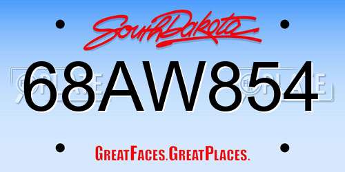 68AW854 South Dakota License Plate