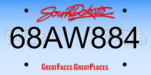 68AW884 South Dakota License Plate