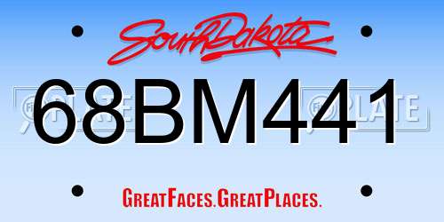 68BM441 South Dakota License Plate