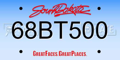 68BT500 South Dakota License Plate