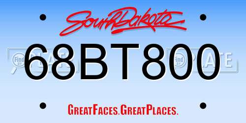 68BT800 South Dakota License Plate
