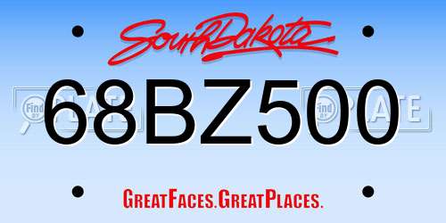 68BZ500 South Dakota License Plate