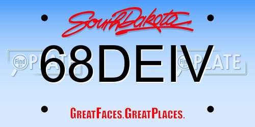 68DEIV South Dakota License Plate