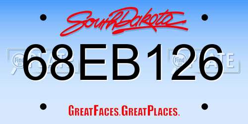 68EB126 South Dakota License Plate