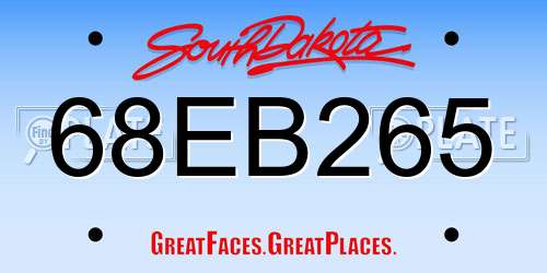 68EB265 South Dakota License Plate