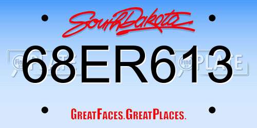 68ER613 South Dakota License Plate