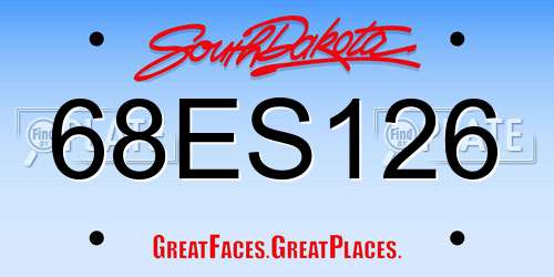 68ES126 South Dakota License Plate