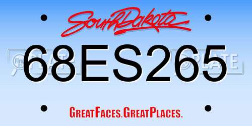 68ES265 South Dakota License Plate