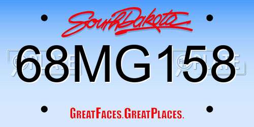 68MG158 South Dakota License Plate