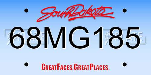 68MG185 South Dakota License Plate