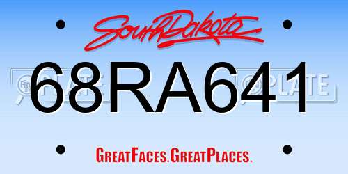 68RA641 South Dakota License Plate