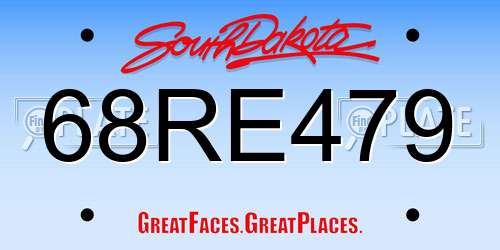 68RE479 South Dakota License Plate