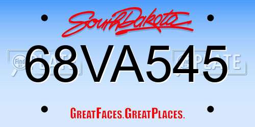 68VA545 South Dakota License Plate
