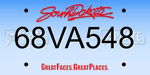 68VA548 South Dakota License Plate