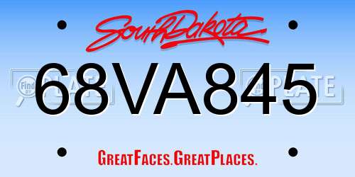 68VA845 South Dakota License Plate