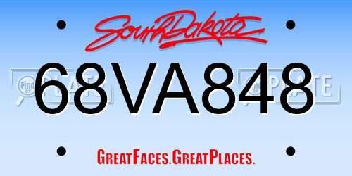 68VA848 South Dakota License Plate