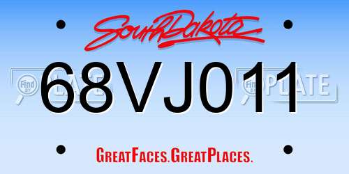 68VJ011 South Dakota License Plate