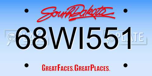 68WI551 South Dakota License Plate